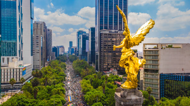 Angel of Independence Monument during Pride Day 2019 Angel of Independence Monument during Pride Day 2019 mexico city photos stock pictures, royalty-free photos & images