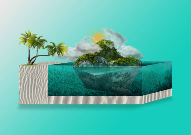 istock Sea Square With coconut Tree And Island 1206327517
