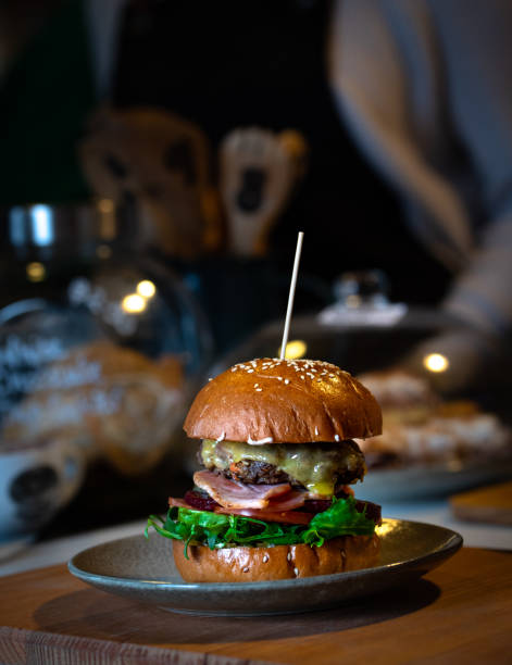 istock beef patty burger with the lot 1206333256