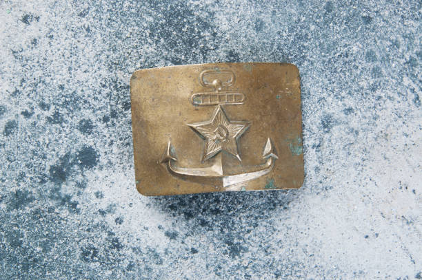 istock Old brass belt buckle with a star 1206333290