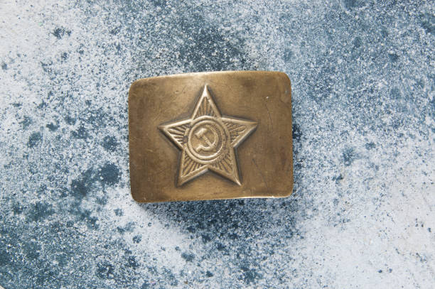 istock Old brass belt buckle with a star 1206333963