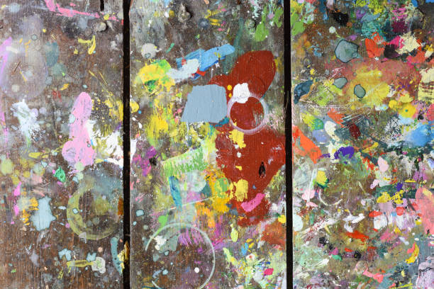 istock Art paint background of bright multi coloured and textured painted surface 1206334030