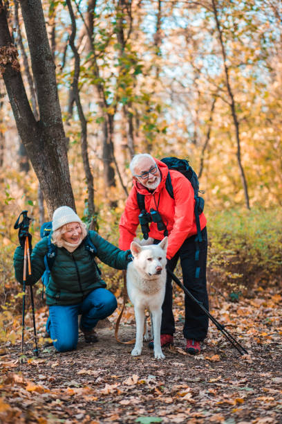 istock Adult older people standing with the dog 1206334841