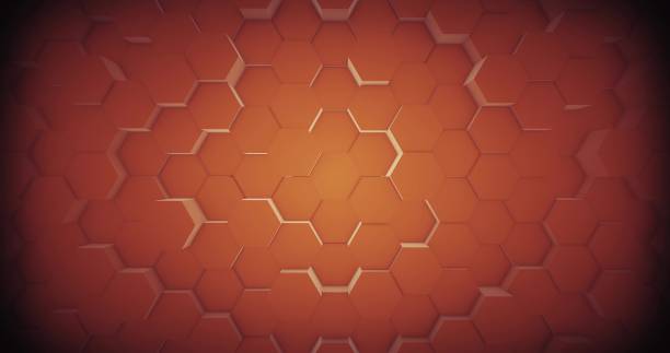 istock Abstract geometric honey gold hexagone background. 3D rendering. 3D illustration 1206336850