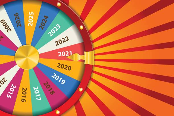 istock Realistic 3d spinning fortune wheel, lucky roulette Happy new year 2021 vector illustration. Abstract concept graphic gambling element 1206358425