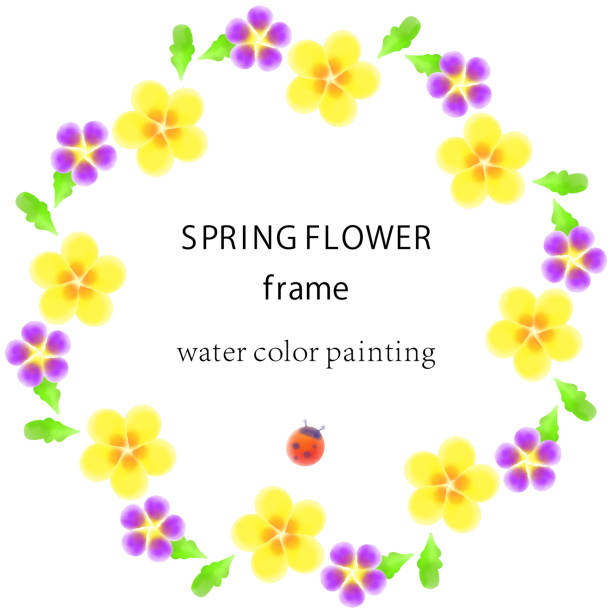 ilustrações de stock, clip art, desenhos animados e ícones de spring botanical frame - flower ladybug frame single flower