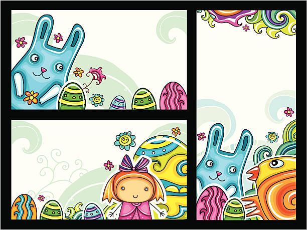 ilustrações, clipart, desenhos animados e ícones de banners de páscoa - baby chicken easter young bird banner