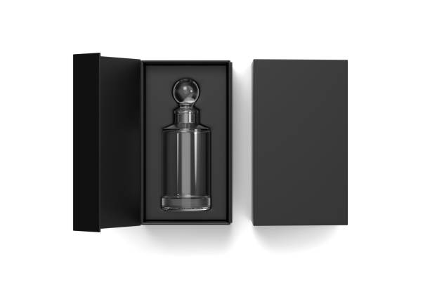 istock Whiskey decanter bottle Gift Box for branding and mock up. 3d render illustration. 1206372311