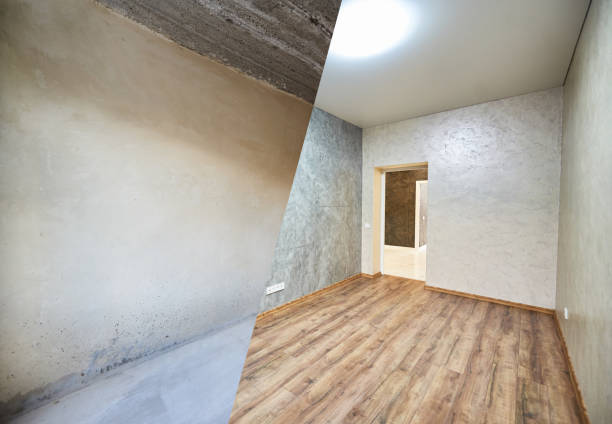 istock Room in apartment before and after renovation works 1206374256