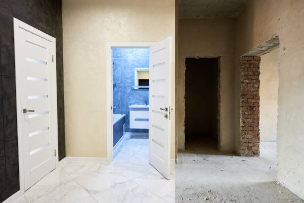 walk way interior decoration in construction building site with sun light tone