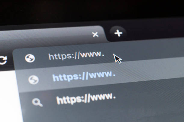 istock macro view of the search tab on device screen with pixels, http browser network 1206381782