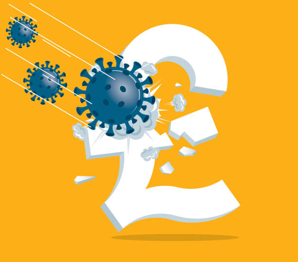 Currency Crisis - Pound symbol Currency concept. Business get down british falling pounds stock illustrations