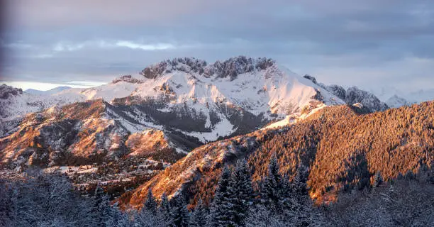 Photo of Presolana is a famous mountain range of the Italian Alps. Wonderful landscape in winter time with snow. Orobie mountains. Italy