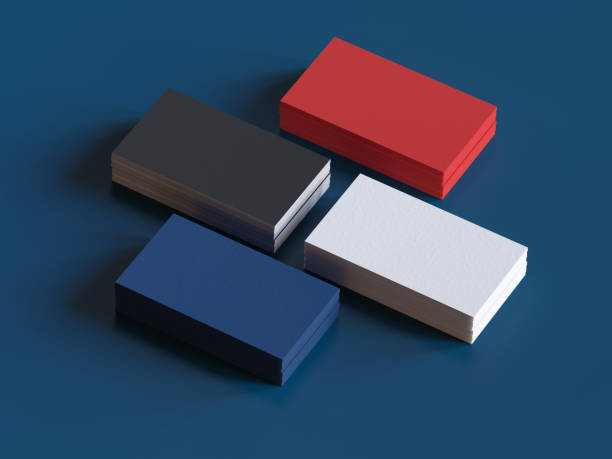 istock Colored Business cards on dark background 1206391559