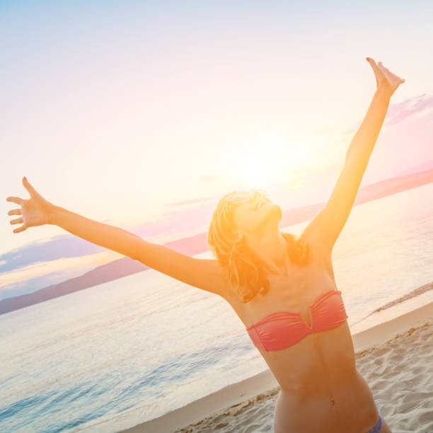 istock Woman enjoying nice tropical summertime days. 1206391723