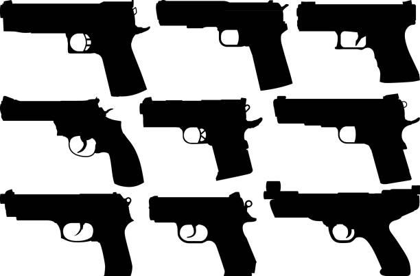 pistolety - gun control gun crime vector stock illustrations