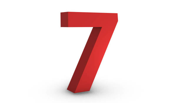 istock Number Seven 7 Red Sign 3D Rendering Isolated on White Background 1206392527