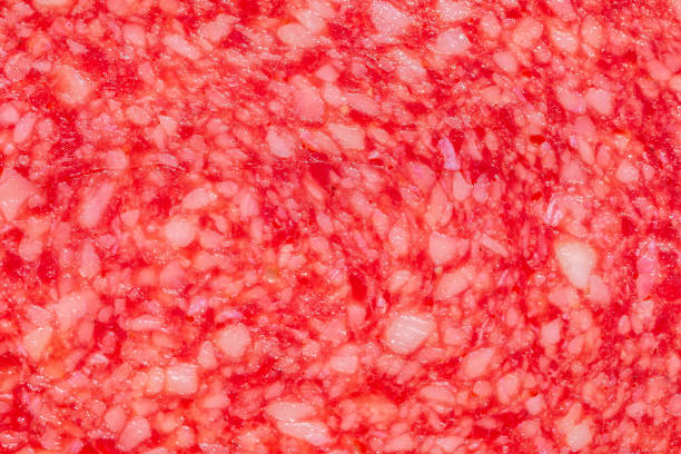 istock Close up of pink appetizing salami 1206393700