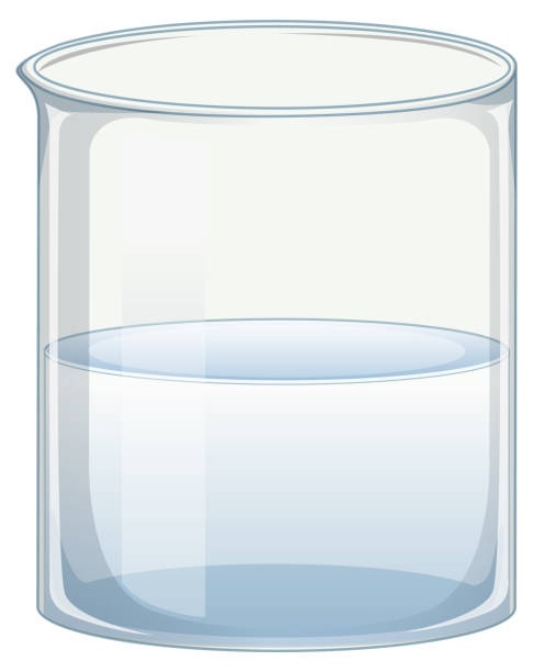 Transparent beaker with clear water on white background Transparent beaker with clear water on white background illustration beaker stock illustrations