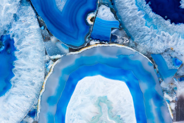 istock Natural expensive agat texture in blue tone on macro. 1206395173