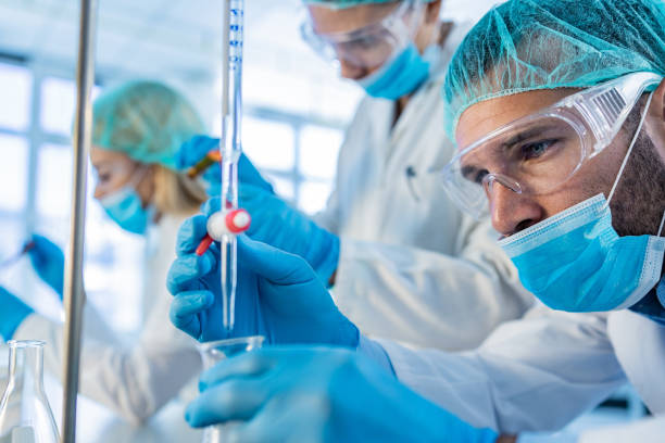 istock Male scientist working on scientific research in laboratory. 1206396548