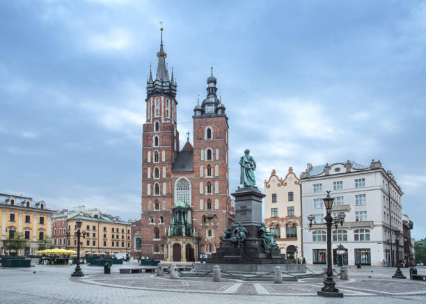 istock Saint Mary Basilica and Main Square in Krakow. 1206396688