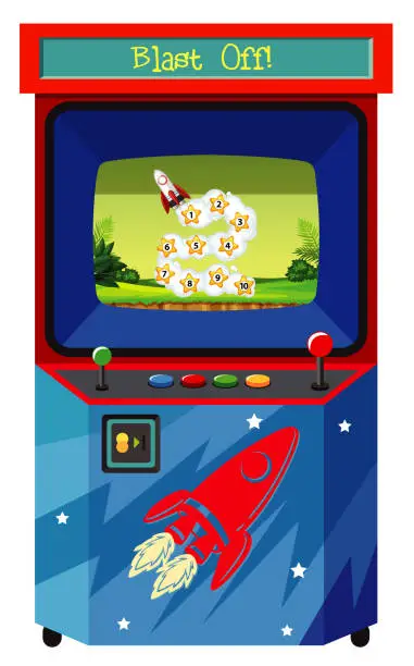 Vector illustration of Game machine for counting numbers on isolated background