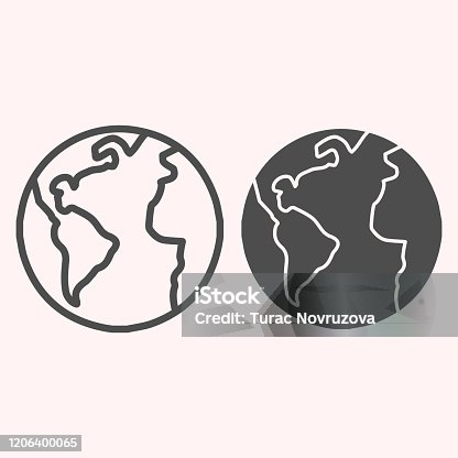 istock Planet Earth line and glyph icon. World view with oceans and continents. Astronomy vector design concept, outline style pictogram on white background, use for web and app. Eps 10. 1206400065