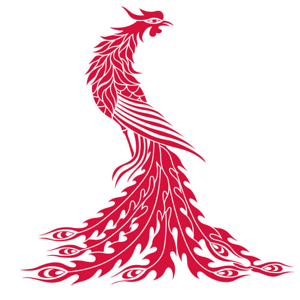 중국 전통 패턴(피닉스)-06 - china phoenix vector chinese culture stock illustrations