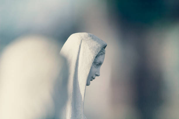 Mary mother of Jesus isolated through focus stock photo
