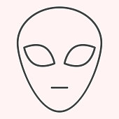 istock Alien face thin line icon. Face with no identity, life on other planets. Astronomy vector design concept, outline style pictogram on white background, use for web and app. Eps 10. 1206404325