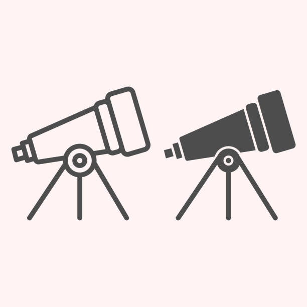 Telescope line and glyph icon. Space science inventory item. Astronomy vector design concept, outline style pictogram on white background, use for web and app. Eps 10. Telescope line and glyph icon. Space science inventory item. Astronomy vector design concept, outline style pictogram on white background, use for web and app. Eps 10 astronomy illustration stock illustrations