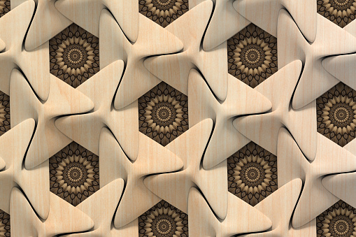 Shaded Wood abstract geometric pattern. high quality 3D rendering background. - Illustration.