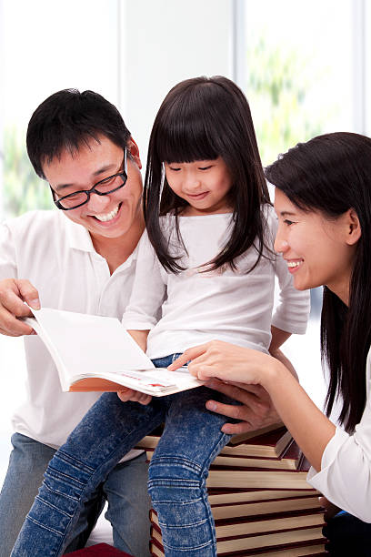 istock Happy asian family studing together 120642440