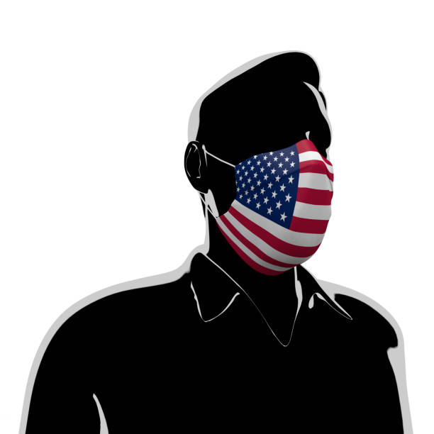 istock 3D illustration. America flag mask. Prevent virus invasion. Prevent colds. 1206425859