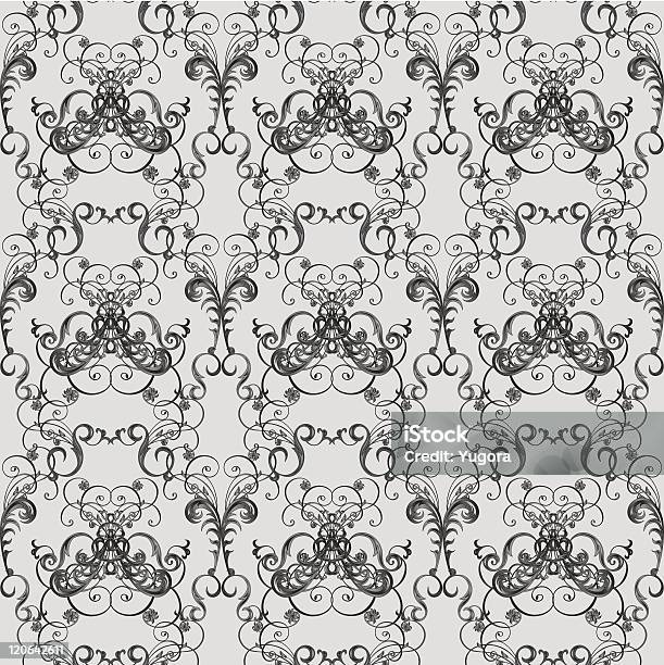 Papier Peint Sans Couture Vintage Avec Motif Floral Sur Fond Blanc Vecteurs libres de droits et plus d'images vectorielles de Antiquités