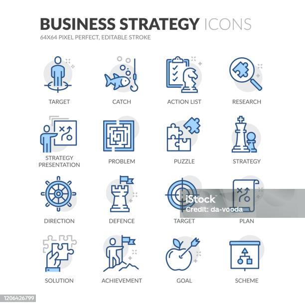 Line Business Strategy Icons Stock Illustration - Download Image Now - Icon, Business, Marketing