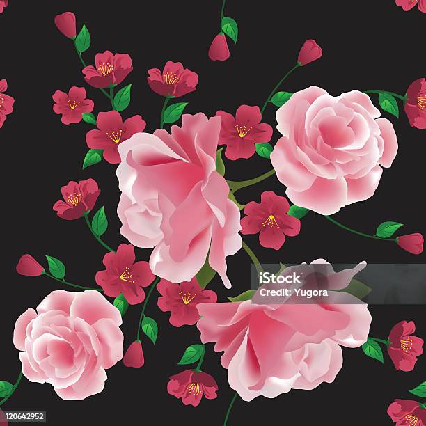 Seamless Pattern With Pink Roses And Flowers On Black Background Stock Illustration - Download Image Now - iStock Seamless Pattern With Pink Roses And Flowers On Black Background Stock Illustration - Download Image Now - iStock