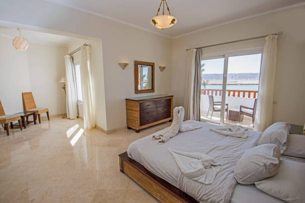 istock Interior design of double bedroom in house 1206430772
