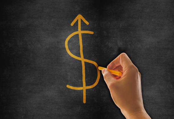 istock Hand Drawing Dollar Symbol Arrow Grow Sign 1206431188