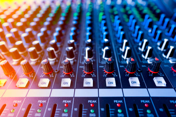 istock Control console buttons of music amplify mixer instrument 1206431211