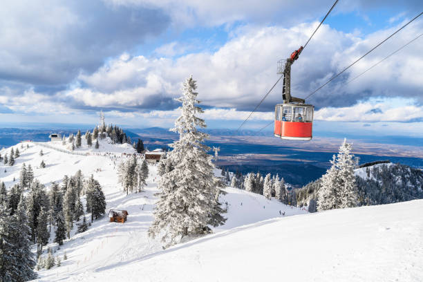 istock Landscape with ski slopes and cable car transporting 1206432189