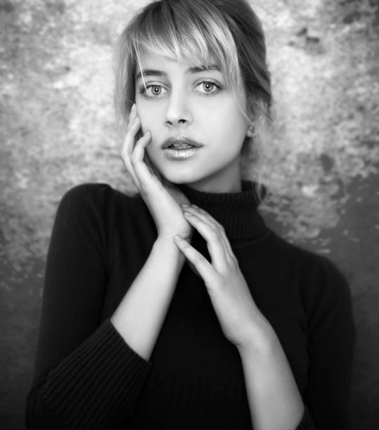 istock Young woman black and white portrait 1206438141