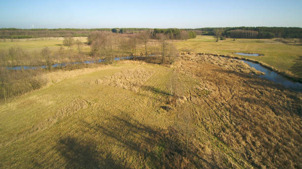 istock Landscape from a drone showing the river Grabia, Poland – 2020. 1206439611