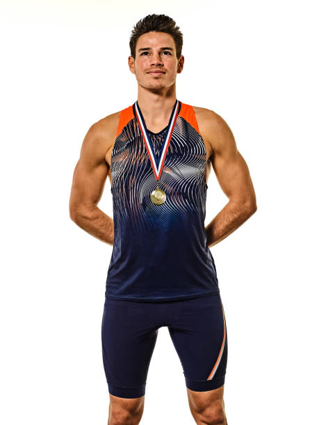 istock young man athletics athetle gold medalist  isolated white background 1206440490
