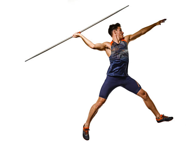 istock young man athletics Javelin athlete  isolated white background 1206440693