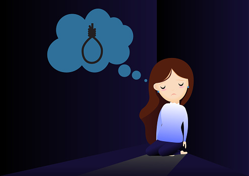 Sad Woman Think About Suicide Stock Illustration - Download Image Now - Adult, Anger, Anxiety - iStock Sad Woman Think About Suicide Stock Illustration - Download Image Now - Adult, Anger, Anxiety - iStock