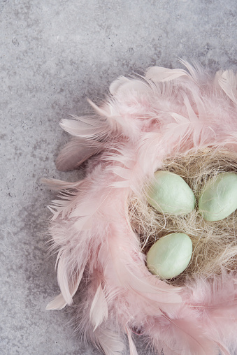 Pink Easter Bird Nest with Three Marzipan Eggs