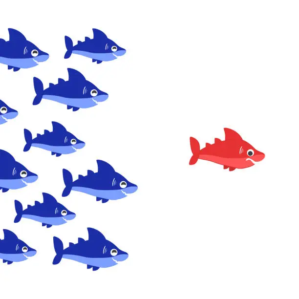 Vector illustration of Shark attack. Cartoon vector illustration. Sea and ocean theme.