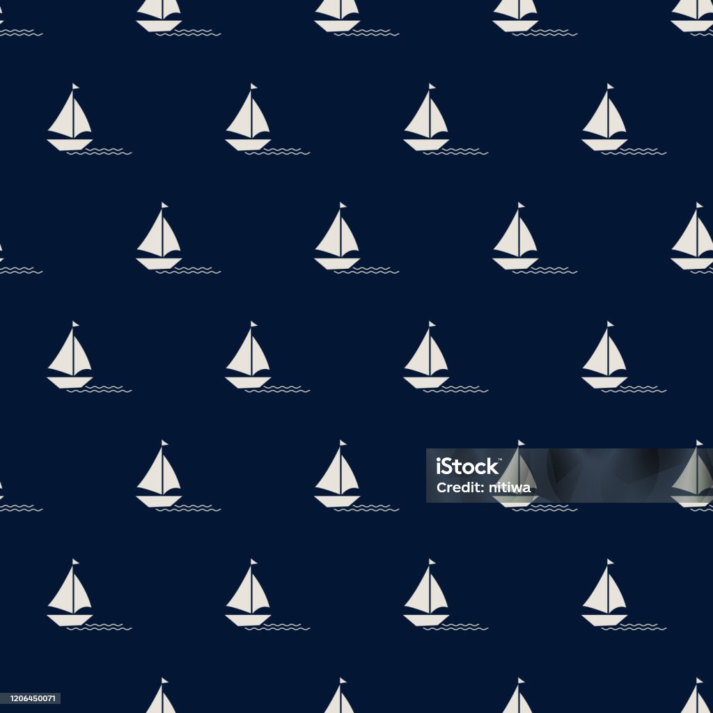 Nền Màu Xanh Đậm Đơn Giản Với Thuyền Buồm Trắng Và Các Đường Lượn ...